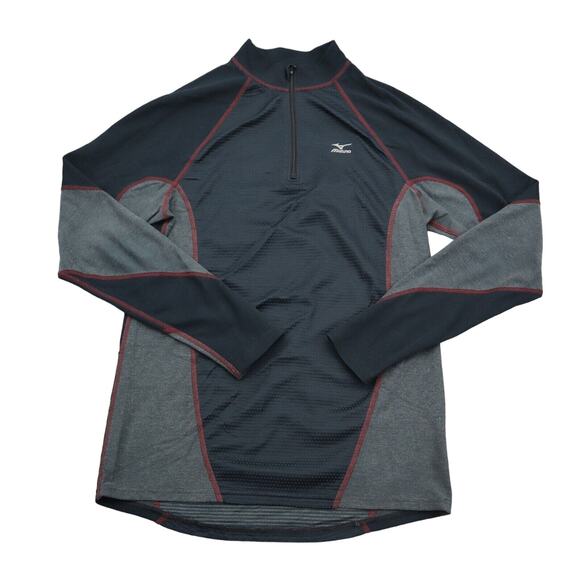 Mizuno Shirt Womens Medium Black Green 1/4 Zip Pullover Lightweight Running Top - Picture 1 of 16